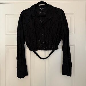 Zara Eyelet Open Back Button Up Shirt Size M Worn Once